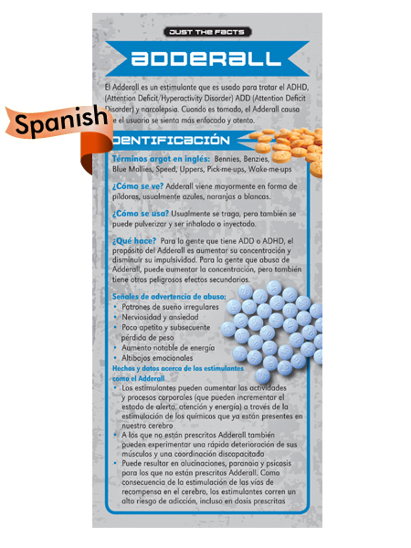 spanish adderall rack card